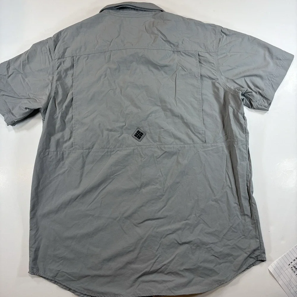 Columbia PFG Shirt Large Gray Utility Gorpcore Tactical Outdoor Minimalist Fish - Picture 2 of 8